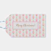 Rosa Weihnachtsbaum und Golden Star-Geschenkmarke Geschenkanhänger (Rückseite Horizontal)