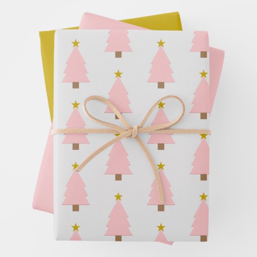 Rosa Weihnachtsbaum und Golden Star, Pink 'n Gold Geschenkpapier Set (Beispiel)