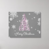 Rosa Weihnachtsbaum und Schneeflocken Canvas Print Leinwanddruck (Vorderseite)