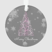 Rosa Weihnachtsbaum und Schneeflocken Ornament (Rückseite)