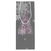 Rosa Weihnachtsbaum und Schneeflocken Weinbeutel Geschenktüte Für Weinflaschen (Rückseite)