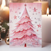 Rosa Weihnachtsbaum und Sterne frohe Weihnachten