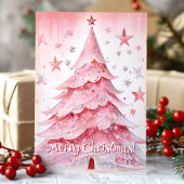 Rosa Weihnachtsbaum und Sterne frohe Weihnachten