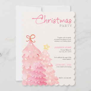 Rosa Weihnachtsbaum-Weihnachtsfeier-Einladung Einladung