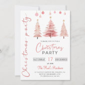 Rosa Weihnachtsbaum Weihnachtsfest Party Einladung (Vorderseite)
