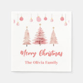 Rosa Weihnachtsbaum Weihnachtsfest Party Serviette (Vorderseite)