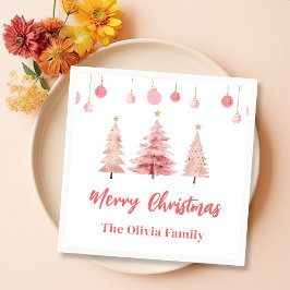 Rosa Weihnachtsbaum Weihnachtsfest Party Serviette