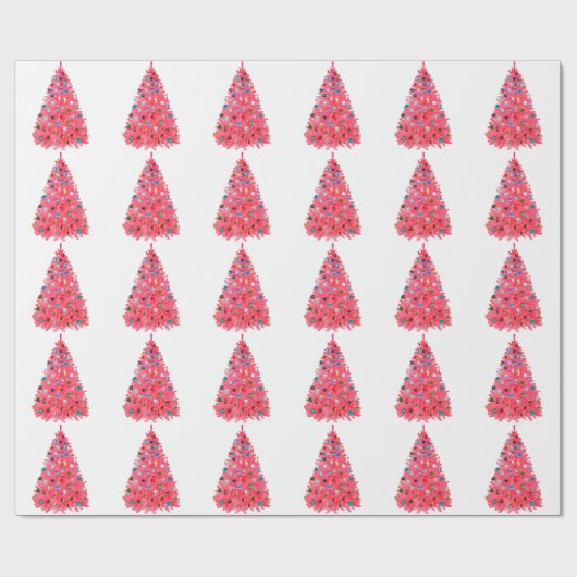 Rosa Weihnachtsbaum Weißbroschüre Geschenkpapier (Flach)