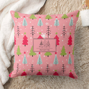 Rosa Weihnachtsbaum Whimsical Holiday-Muster Kissen