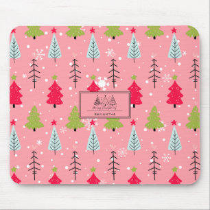 Rosa Weihnachtsbaum Whimsical Holiday-Muster Mousepad