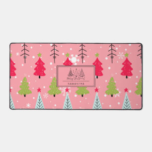 Rosa Weihnachtsbaum Whimsical Holiday Muster Schreibtischunterlage