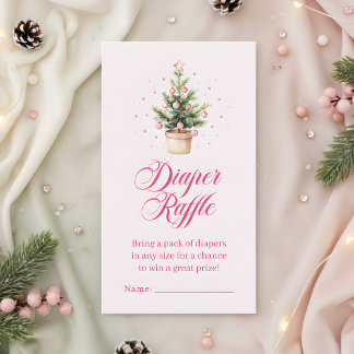 Rosa Weihnachtsbaum-Windel-Raffle Baby-Party Begleitkarte
