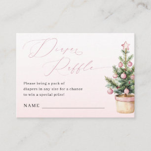 Rosa Weihnachtsbaum Winter Mädchen Windel-Raffle Begleitkarte