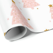 Rosa Weihnachtsbaum Wrapping Papier Geschenkpapier (Rolleneckpunkt)