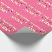 Rosa Weihnachtsbaumbeleuchtung Papier Geschenkpapier (Ecke)