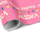 Rosa Weihnachtsbaumbeleuchtung Papier Geschenkpapier (Rolleneckpunkt)