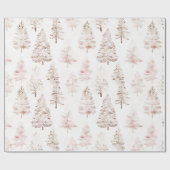 Rosa Weihnachtsbäume Geschenkpapier (Flach)