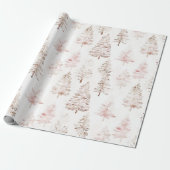 Rosa Weihnachtsbäume Geschenkpapier (Ungerollt)