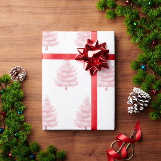 Rosa Weihnachtsbäume Geschenkpapier (Feiertagsgeschenk)