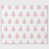 Rosa Weihnachtsbäume Geschenkpapier (Flach)