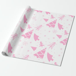 Rosa Weihnachtsbäume Geschenkpapier