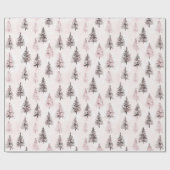 Rosa Weihnachtsbäume Geschenkpapier (Flach)