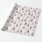 Rosa Weihnachtsbäume Geschenkpapier (Ungerollt)