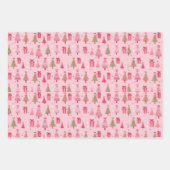 Rosa Weihnachtsbäume Geschenkpapier Set (Vorderseite)