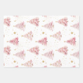 Rosa Weihnachtsbäume Geschenkpapier Set (Vorderseite)