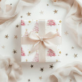 Rosa Weihnachtsbäume Geschenkpapier Set