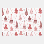 Rosa Weihnachtsbäume Geschenkpapier Set (Vorderseite)