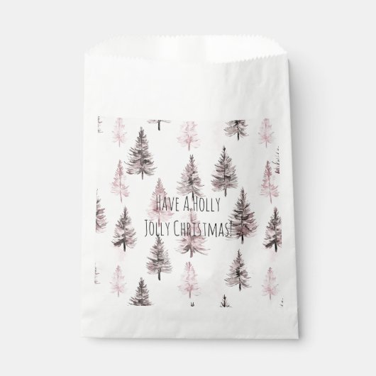 Rosa Weihnachtsbäume Geschenktütchen (Vorderseite)