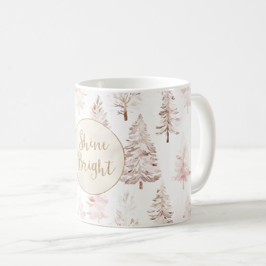 Rosa Weihnachtsbäume Gold Glitzer Shine Bright Kaffeetasse (VorderseiteRechts)