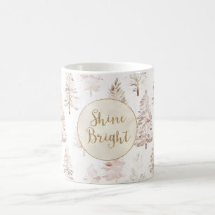 Rosa Weihnachtsbäume Gold Glitzer Shine Bright Kaffeetasse