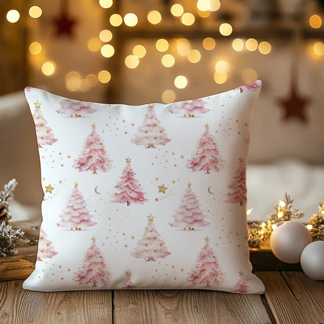 Rosa Weihnachtsbäume  Kissen (Pink Christmas tree pillow)