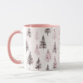 Rosa Weihnachtsbäume Monogramm Tasse (Links)