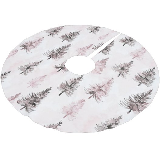 Rosa Weihnachtsbäume Polyester Weihnachtsbaumdecke (Schrägansicht)