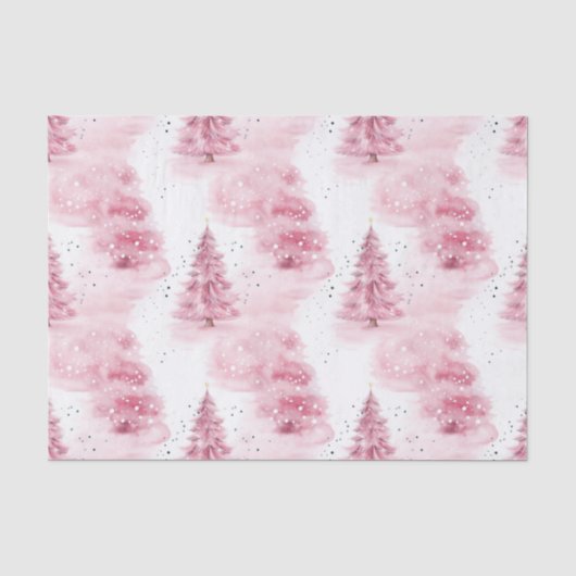 Rosa Weihnachtsbäume Seidenpapier (Vorderseite)