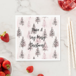 Rosa Weihnachtsbäume Serviette