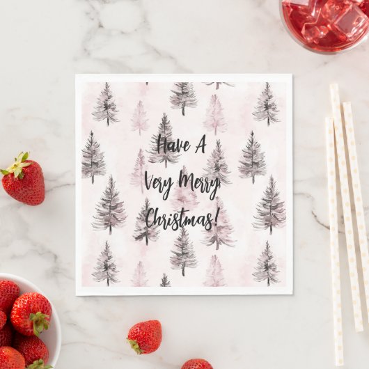 Rosa Weihnachtsbäume Serviette (Beispiel)