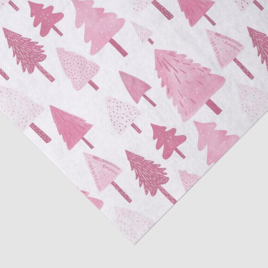 Rosa Weihnachtsbäume Spaß Moderner Urlaub Seidenpapier (Detail)