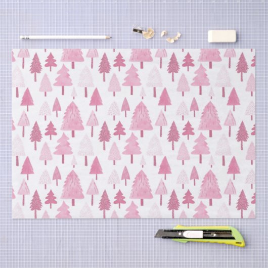 Rosa Weihnachtsbäume Spaß Moderner Urlaub Seidenpapier (Handwerk)