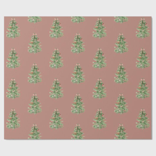 Rosa Weihnachtsbaumen Bows Geschenkpapier (Flach)