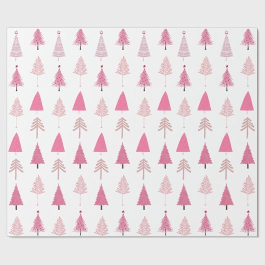 Rosa Weihnachtsbaumen Modernes Mustertafel Geschenkpapier (Flach)