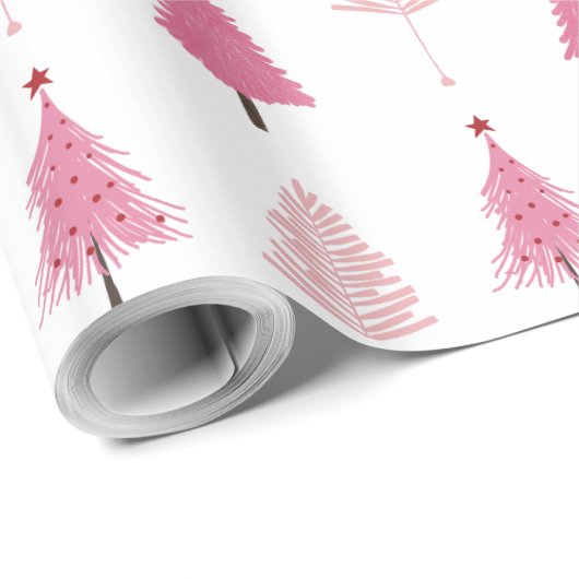 Rosa Weihnachtsbaumen Modernes Mustertafel Geschenkpapier (Rolleneckpunkt)