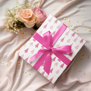 Rosa Weihnachtsbaumen Modernes Mustertafel Geschenkpapier