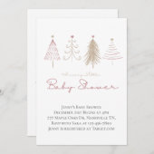 Rosa Weihnachtsbaumen Winterpiniendusche Einladung (Vorne/Hinten)