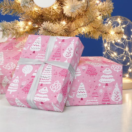 Rosa Weihnachtsbaumgeschenkpapier Geschenkpapier (Feiertage)