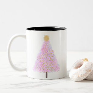 Rosa Weihnachtsbaumkaffee Tasse