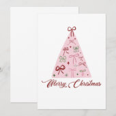 Rosa Weihnachtsbaumkarte Einladung (Vorne/Hinten)